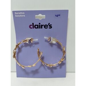 Claire's Sensitive Solutions Gold Tone Butterfly Hoop Earrings 12001-4